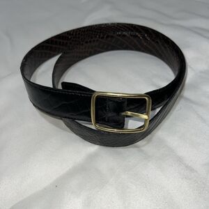 Lady Canterbury Black Snakeskin Leather Belt 42 Gold Tone Buckle DR VTG